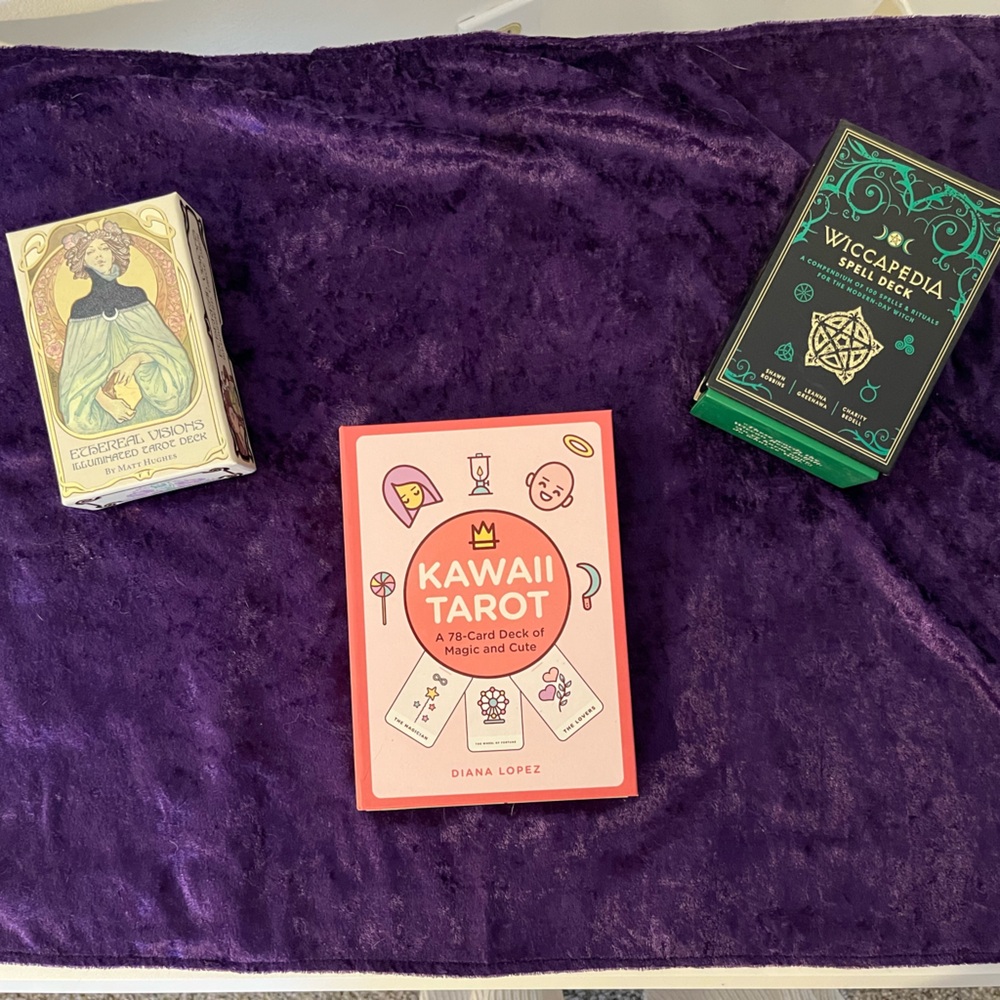 Tarot and Spell Deck Card Set with Purple Velvet Cloth